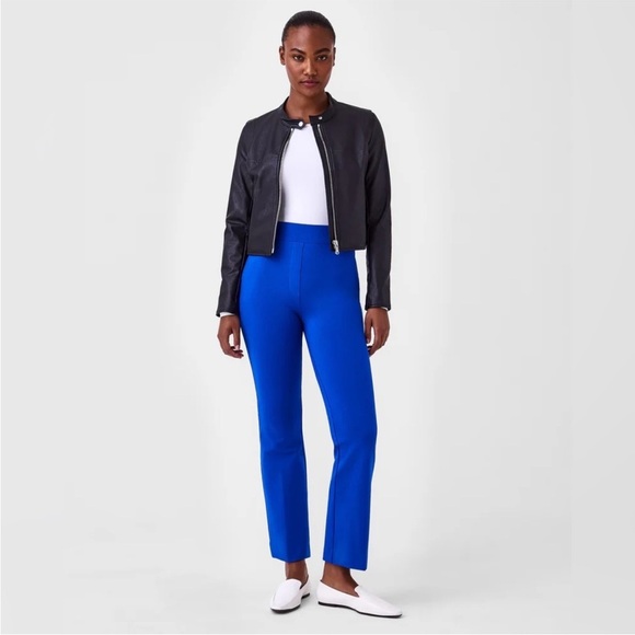 Spanx Womens Leather Like Moto Jacket Crop Biker Sz M Comfy Black Grunge NWT - Picture 7 of 11